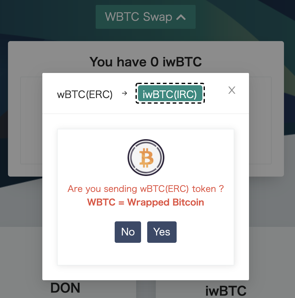 donnie_finance_caution_popup_wbtc_swap